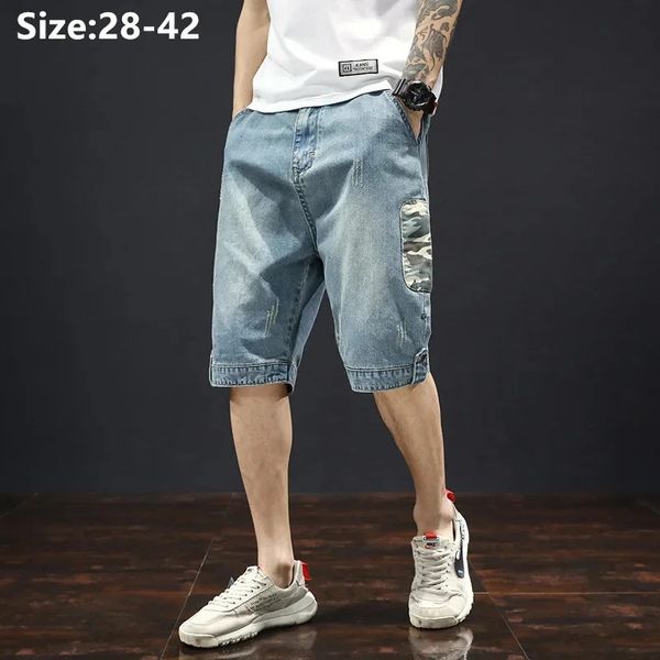 Denim Shorts Summer Men Men Casual Loose Plus Size 42 40 38 Jeans FIT Boy Teenager Jeans Macho Estrutado Big Half Troushers 240410