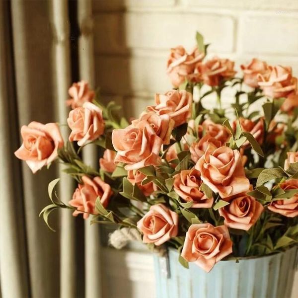 Fiori decorativi artificiali 5-forbici rose in schiuma di matrimonio decorazione per la casa