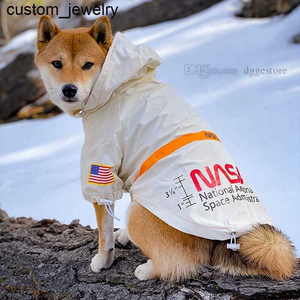 Одежда для домашних животных отражающая плащ с водонепроницаемой собакой одежда НАСА США Стильный наряд уличной одежды для собак для собак кошачий щенок маленький средний большой белый 2xl