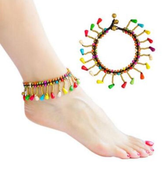 Böhmische Style -Glocken und Steine Armbänder Sommer Beach Anklets Trendy Fußkettchen Knöchel -Kochet -Armband sexy barfuß Sandalenfuß Jewe1538977