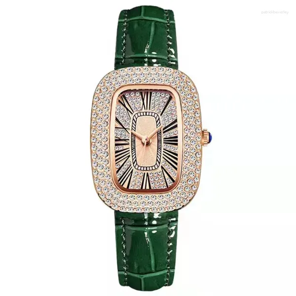 Armbanduhren Wokai hochwertige Mode Luxus Full Diamond Pigeon Egg Lady Quartz Belt Watch Student Student Prom Uhr Vintage Vintage