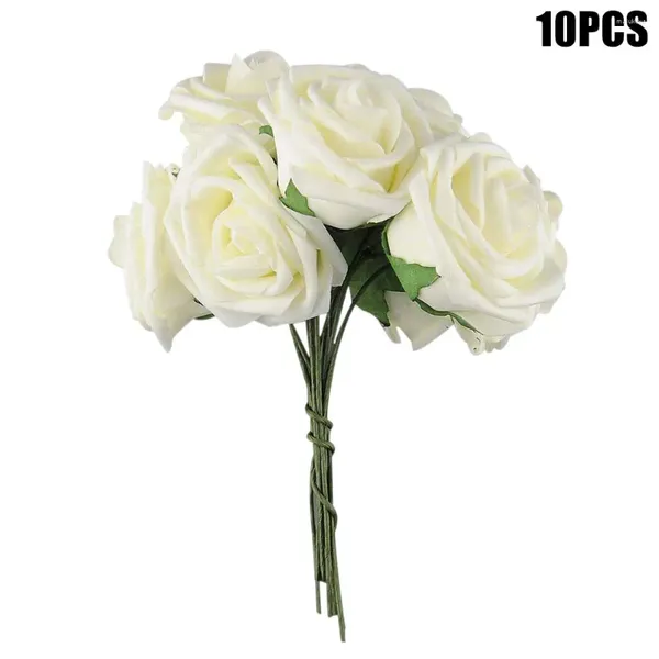 Dekorative Blumen 10 PCs/ Bündel Schöne künstliche Rose Hochzeit Braut Bouquet Prom Rome XQMG