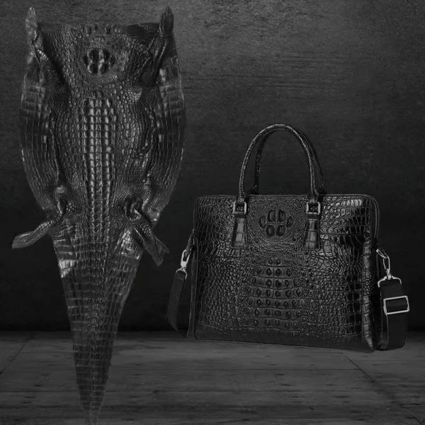 Mochilas Real Alligator Leather Men's Bag Leather High -End Business Computer Sagt