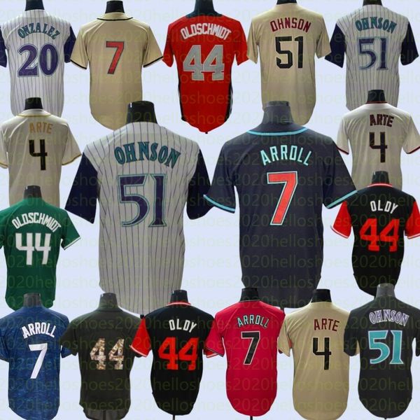 2024 Custom S-4xl Johnson Bumgarner Carroll Walker Baragar Gonzalez Men Women Youth Baseball Jersey