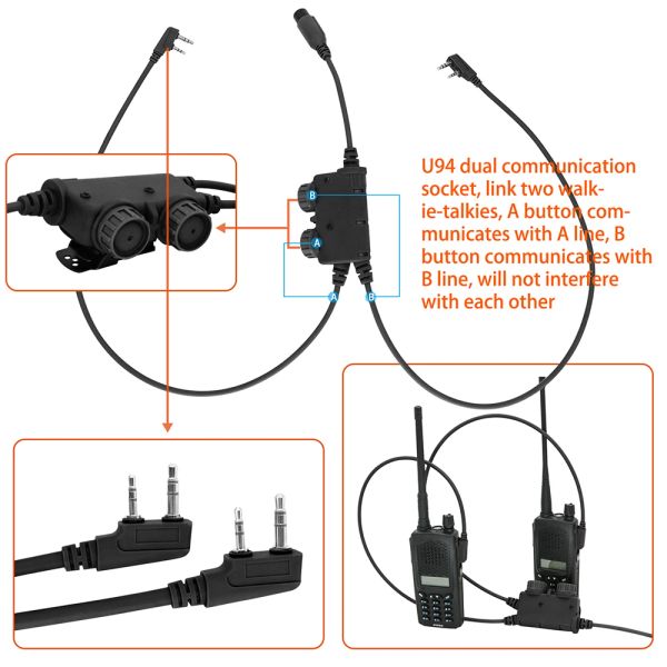 Аксессуары тактическая гарнитура Двойная связь Tactical U94 RAC PTT с Kenwood Plug для Comtac Sordin Стрельба по охоте на наушники Airsoft