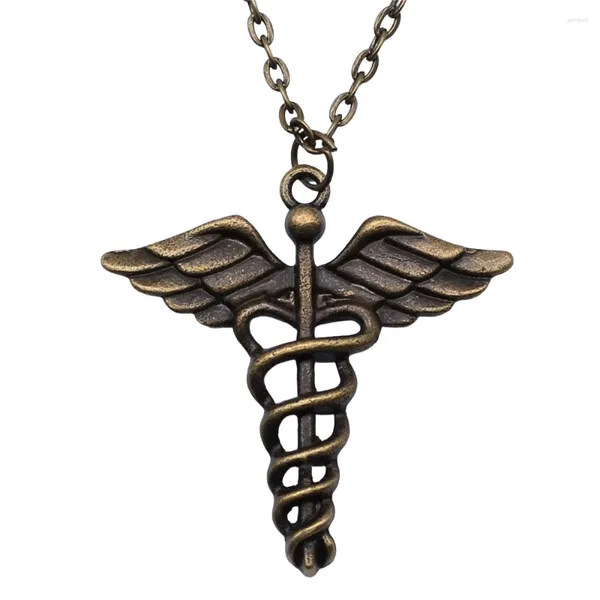 Collane a pendente 1 pcs collana simbolo caduceo per ragazze gioielli auto donna lunghezza della catena fai -da -te 43 5 cm