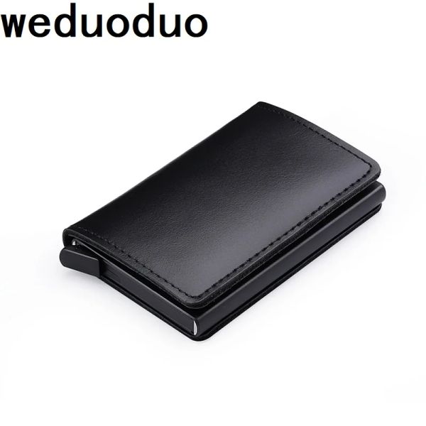 Titolare WEDUODUO NEW UOMINO Titolo della carta di credito Bloccante RFID Mini Wallet Titolare Card Card Card Case a pop -up automatico