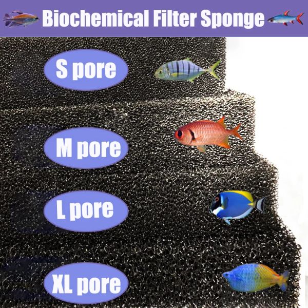 Riscaldamento Accessori per acquari Filtro in cotone biochimico Pratico acquario per laghetto Filtro in spugna di schiuma Nero Taglia multipla S M L Xl Poro