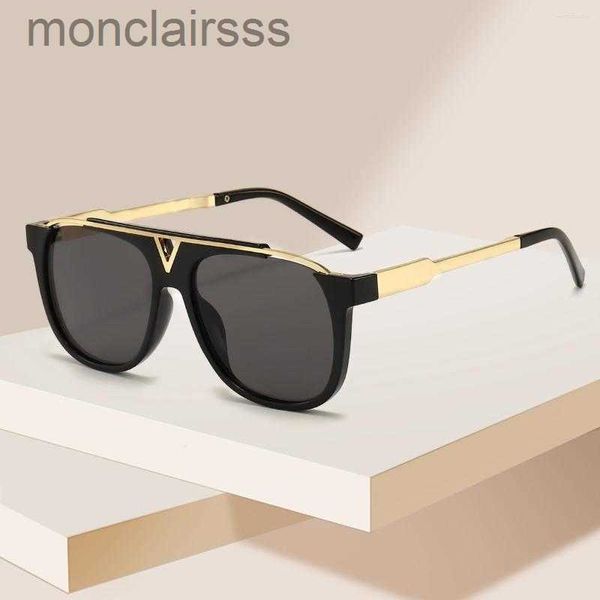 Óculos de sol letra grande moldura Cutout Men Men Men Luxo Design Fashion Vintage Classic Male Ladies Driving Travel Street Glasses JXXY