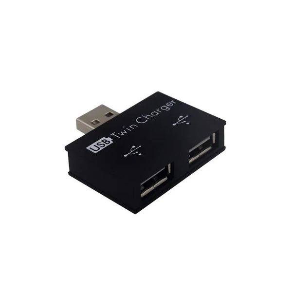 2024 Mini Hub USB portátil para 2 Adaptador de hub do carregador de porta Splitter USB para comprimido de telefone Adaptador de carregador de hub USB para tablet para adaptador de carregador