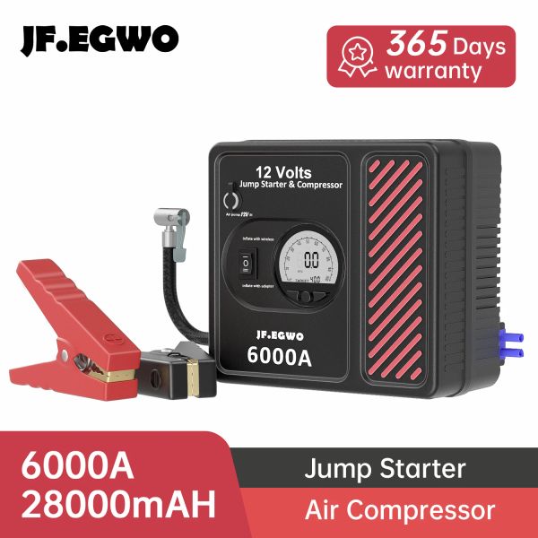 JFEGWO 3000A 6000A Professional Car Jump Starter Мощный компрессор 24000 мАч 12 В.