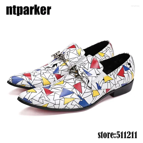 Lässige Schuhe Sommer -Männer Slipper auf Männer italienischer Stil Leder gemischte Farben Print Flats Size12