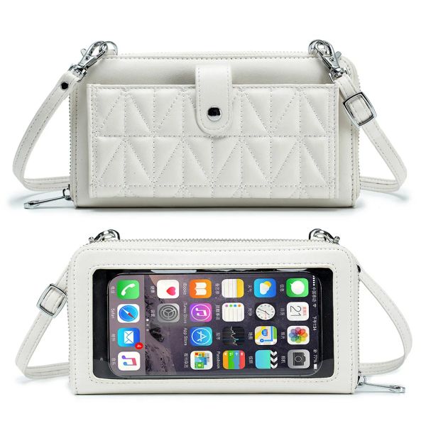 Bolsas Touch Screen Saco de telefone para celular Mulheres bolsas de ombro de bolsa de moeda de moedas de diamante Lattice Sacos Crossbody para Mini Bag Women para iPhone