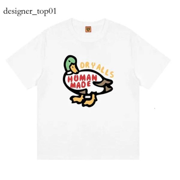 Designer de marca Human New Fashion Trends Summer Men's T-shirts Cartoon Tiger Flying Duck Panda Dog Pig Slub Camisetas de mangas curtas para homens Mulheres 1879