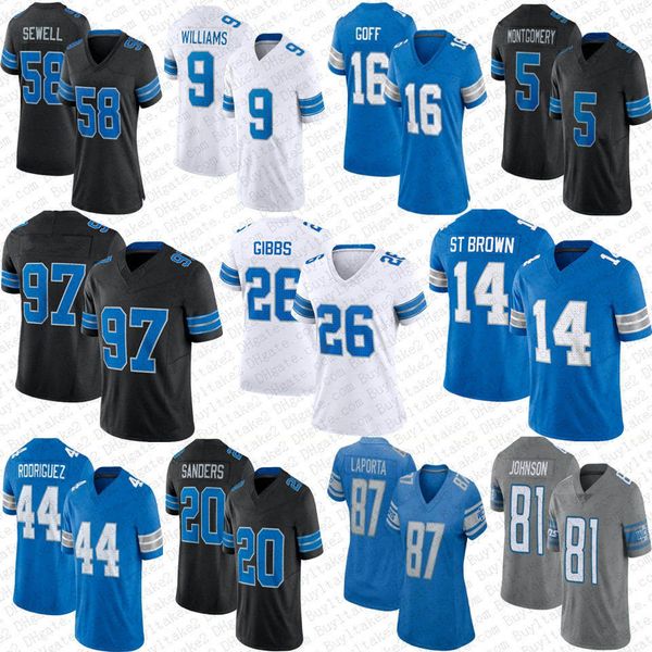 14 AMON-RA ST BROWN JAHMYR Gibbs Jerseys Sam LaPorta Barry Sanders Jameson Williams Brian Brian Malcolm Rodriguez Jared Goff Penei Sewell David Montgomery