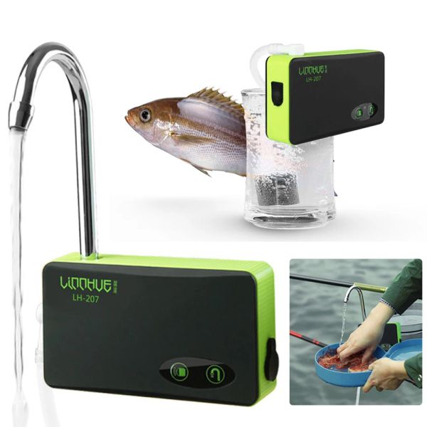 Accessori Acquario Tank Acqua Ossigeno Pompa pesce Secchio di pesce OxyGenated Portable Outdoor Aerator Strumenti di aeratore con luci a LED Accessori per la pesca