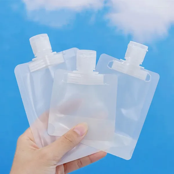 Borse di stoccaggio 5pcs 30/50/100 ml Portable Travel Fluid Makeup Borse Passa Flip Flip Cap Packaging Stand Up Plastica