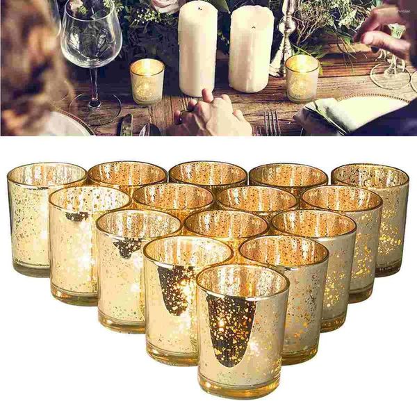 Pacchetto di titoli di candele di 12 candelastici decorative oro creative in vetro classico