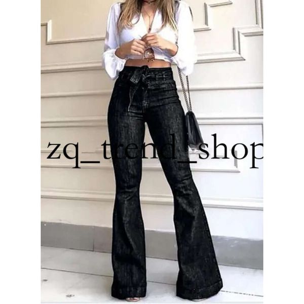 Jeans ad alta vita jeans autunno a autunno pantaloni bagliori solidi bagliori stradini caldi ampie jeans femminile sexy ladies handlers pantaloni 296 296