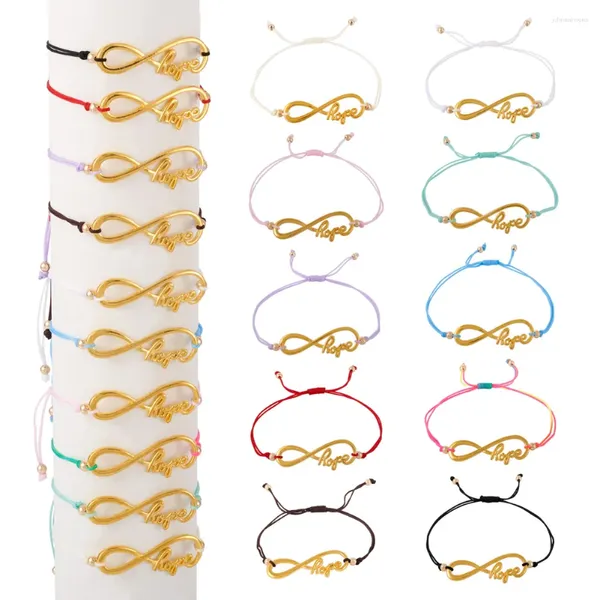 LINK BRACELES DE 10PCS LILO INFINITY com esperança Set Ajustável Pulseira de corda ajustável para homens Mulheres Love Casal