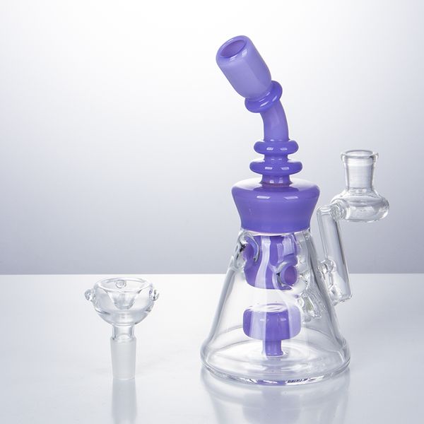 Headshop666 GB108 Vidro Bong Dab Smaking Pipe com cerca de 19 cm de altura 14mm Male Tobacco Dome Glass Bowl Beautiful Bubbler Bongs