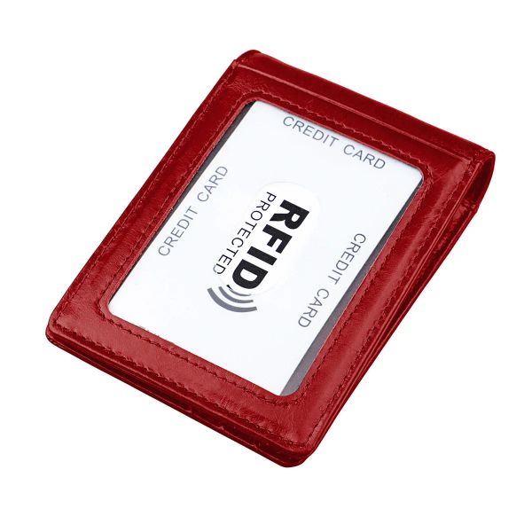 Clipes Black Holder para Mini Cartão Cartão Male Male Burse Slim Men Small Women Clip Red Luxury Front Money Genuine Bifold RFID Pocket