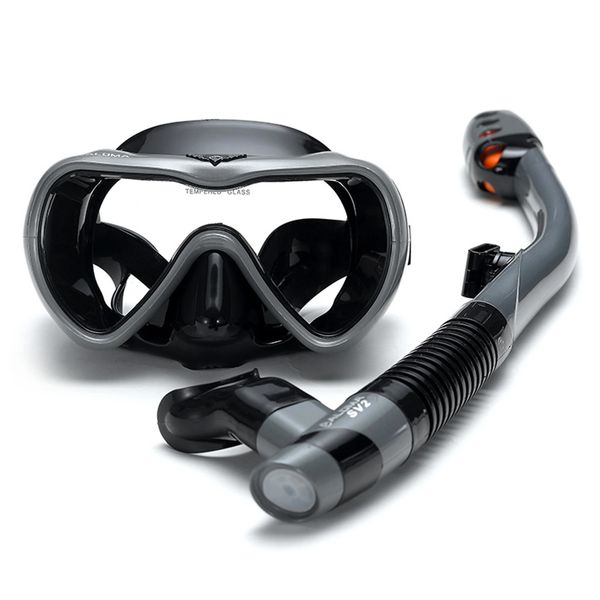Conjunto de snorkel à prova de vazamento Anti-Fog Swimming Snorkeling Goggles Glasses com fácil respiração Snorkel Tube Máscara de mergulho 240410