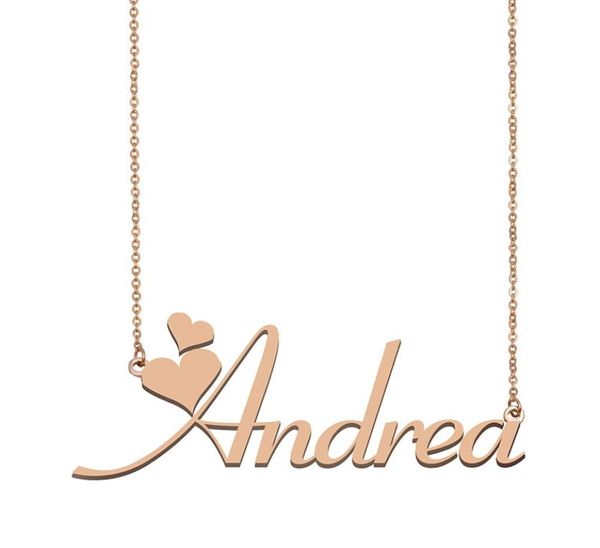 Andrea Nome personalizado Colar Pingente Personalizado para Men Boys Birthday Gift Friends Jóias 18K Gold Bated Stainless Steel97770657