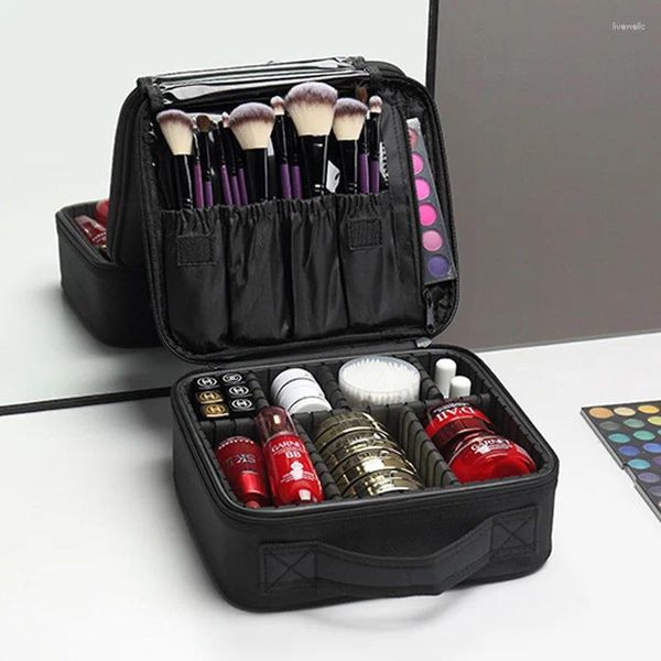 Sacchetti cosmetici sacca per trucco quadrata nera Case di cerniera portatile di grande capacità Women Make Up Borse Organizer Staying Boxes