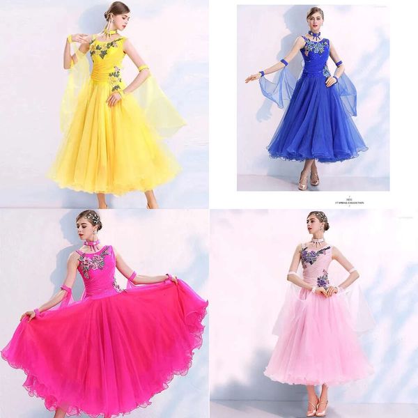 Vestidos de salão de baile de palco vestidos de dança padrão para mulheres fantasia de concorrência FOXTROT Tango Trajes Plus Size Shairs es S