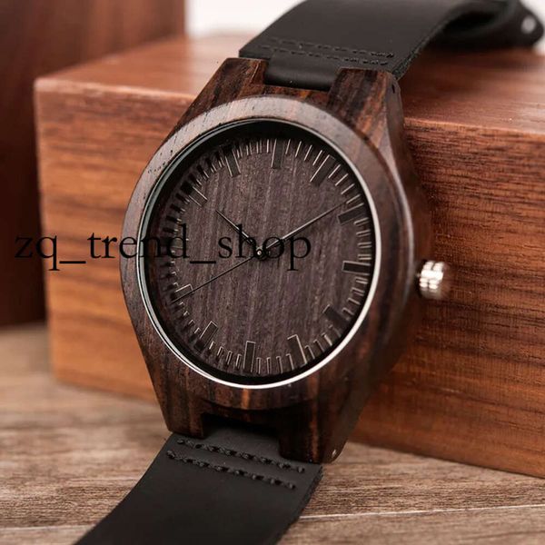 2024 nova qualidade de luxo de luxo Black Sandal Wood Analog Watch Uwood Japão Japão Miyota Quartz Movimento Wooden Watches Dress Wristwatch para unissex 71