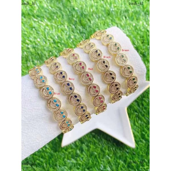 Smiley Face Bracciale Fashion Brand Designer Jewelry Bangle 1pcs Gold Placed Smile Smirano faccia Bracciale 976