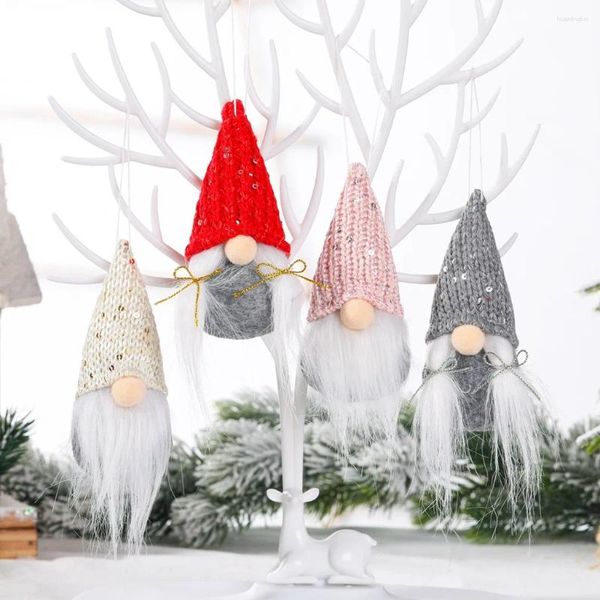 Decorações de Natal Produtos decorativos de malha de lantejoulas pontiagudas pingentes de boneca de boneca Creative idosos pequenos cabide