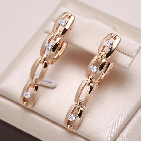 Orecchini doganici Kinel Innovative 585 Rose Gold Drop Drop Luxury Elegant Bar ritaglio per Woman Fashion Vintage Jewelry 2024