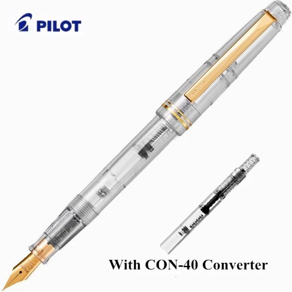 Pens Pilot 78G 78G+ Fountain Pen original Luxury 22k Golden EF/F/M Nib Students Pratique escrevendo caneta de tinta com caixa de presente
