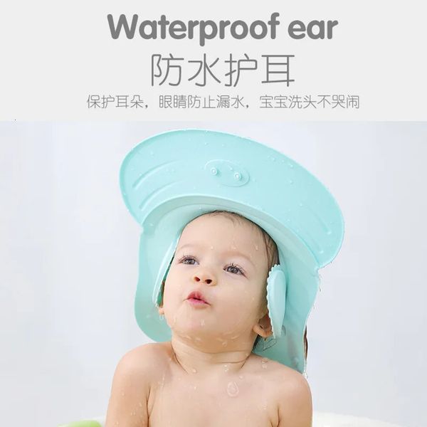 Capas de chá de bebê tampa de shampoo lavar cabelo infantil chapéus de banho de banho ajustável Proteção à prova d'água Proteção de ouvido CHAPS CHATS INFANTE 240407