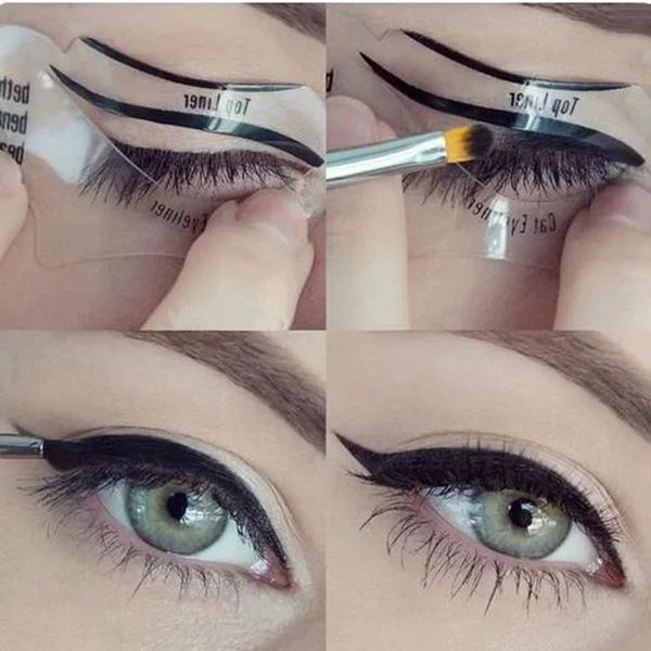 2024 2pcs Eyeliner Schablonen Flügel Eyeliner Schablonenmodelle Vorlage Formungswerkzeuge Augenbrauen Vorlagekarte Lidschatten Make -up -Werkzeug