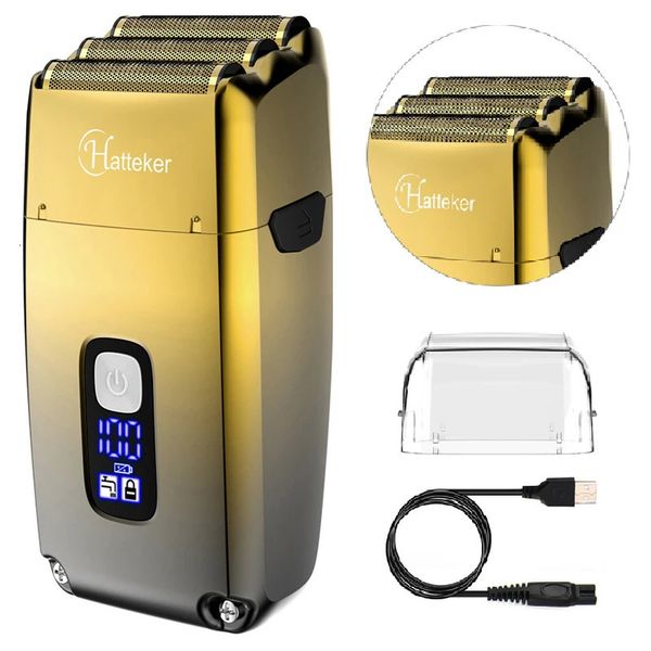 Rechargeable Hair Beard Electric Shaver For Men Powerful Electric Razor Head Bald Shaving Machine Wet Dry 3-Blade Shave System 240411