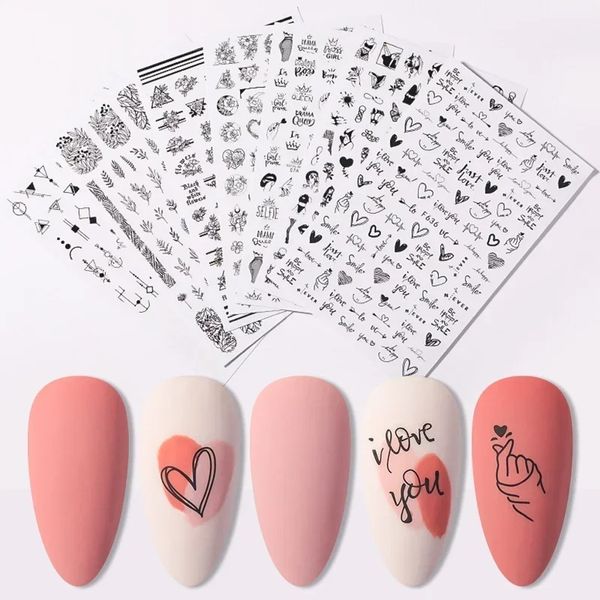 Английские буквы цветочный дизайн 3D наклейка для ногтей Сексуальная девушка тема тема ногтя на наклейками наклейки наклейки