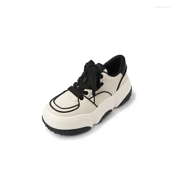 Sapatos casuais retchwork women tornozelo grosso de fundo misto misto amarrado tênis de lazer de inverno redondo dedo do pé com laço esportivo