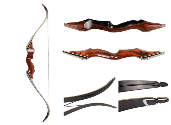 Bogenschützen Takedown Bogenjagd Bogen 3060lbs Amerikanische Holzbogenschützen 58inch laminierter Recurve Bogen mit Pfeil rest7567611