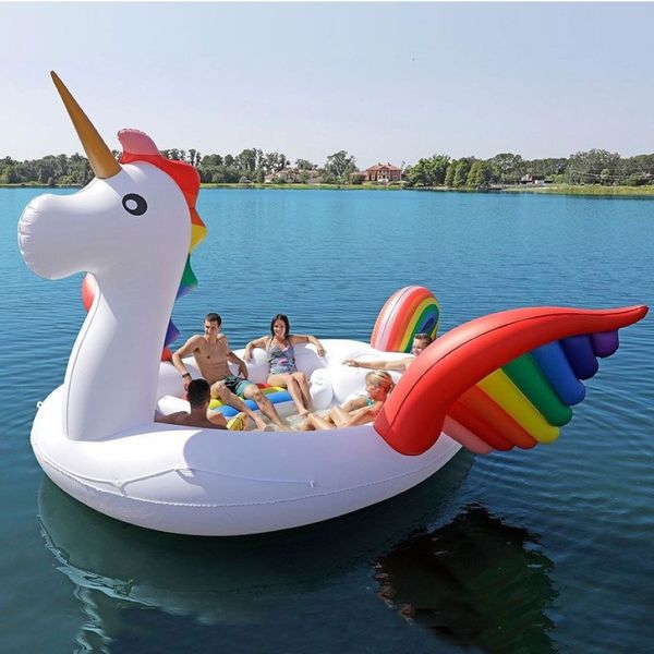 2020 Novo 6-8 pessoas enormes piscinas flamingo gigante gigante de unicórnio inflável Ilha da piscina para a festa da piscina Flutuante Boat2810