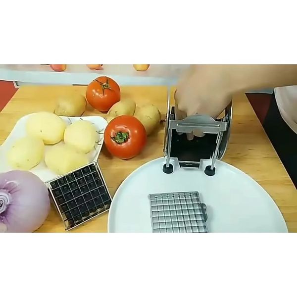 2024 Edelstahl Manual Kartoffelschneider Französisch Pommes Slicer Kartoffel Chips Maker Fleisch Hackerin Dicer Schneidmaschinenmaschinen für Küche sicher, sicher,