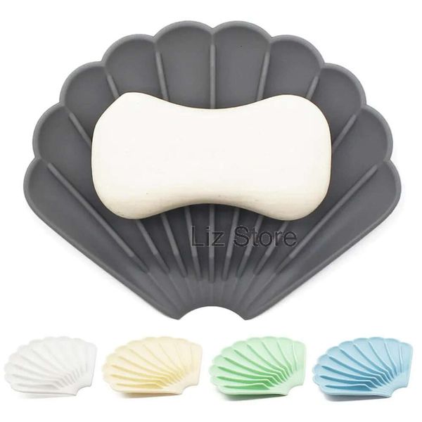 Piatto silicone slittamento a forma di conchiglia creatività saponi drenabili piatti vassoio eco-friendly bagno per bagno porta sapone th0955 es