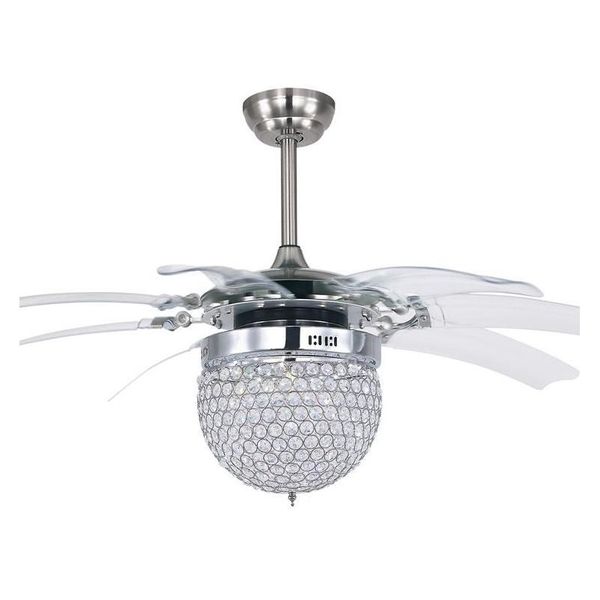 Ventiladores de teto moderno cristal dobrável lâmpada de ventilador de moda invisível com luz LED Minimalist Mudo controle remoto 90 Luzes de entrega de gota l dhrwk