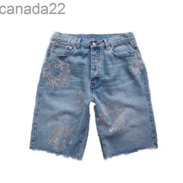 Herren Jeans Kurzblume Diamant Denim Shortpants Slim Street Hip Hop Jean Shorts Button Fliegenkranz Jeans Brot Schwarz Licht Wäsche Blau Designer Männer detr 84x5 ubx3