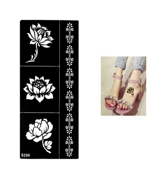 Whole1 Blatt Temporär schwarze Henna Lotus Blumen Schablone Tattoo Armband Spitzen Design Sex Frauen Make -up Tipp Körperkunst Aufkleber PA3557117