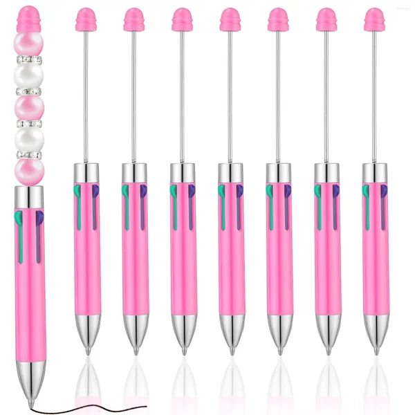 8pcs Macaron Pink vier Farb Nachfüllungen Perlen Stift DIY Kreative Perlenkugel Valentinstag Lehrer Hochzeitsgeschenk