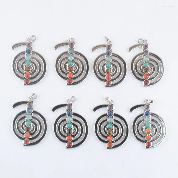 Colares pendentes Moda Cura natural Cura Reiki 7 Chakra Music Symbol Amulet Charm Alloy Metal Jewelry 8pcs TN3264