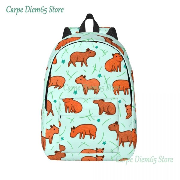 Rucksäcke Custom Capybara Muster Canvas Rucksack Frauen Männer Modebuch für School College Wild Animals of South America Taschen